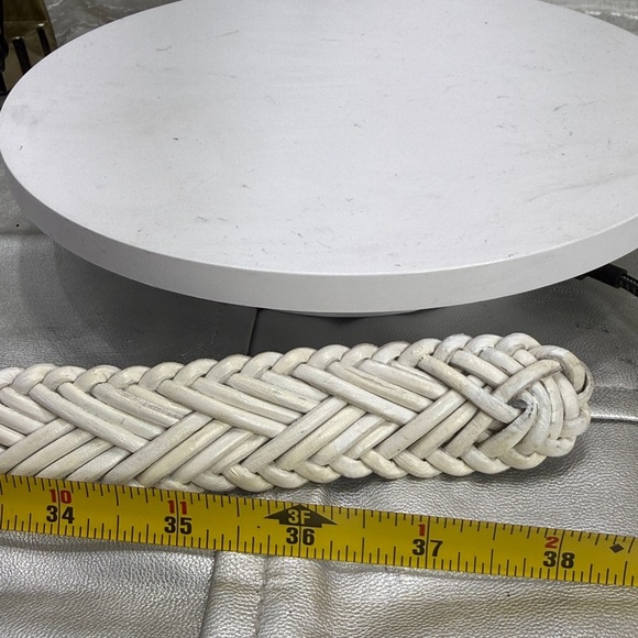 (H) Vintage woven leather belt, women's size L - Picture 8 of 11